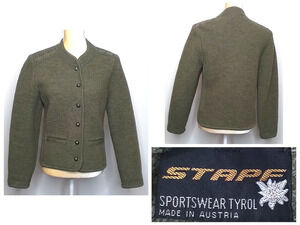 Stapf Austria Sportswear Tyrol Boiled Wool Jacket Women's Size 38 Green #W3300